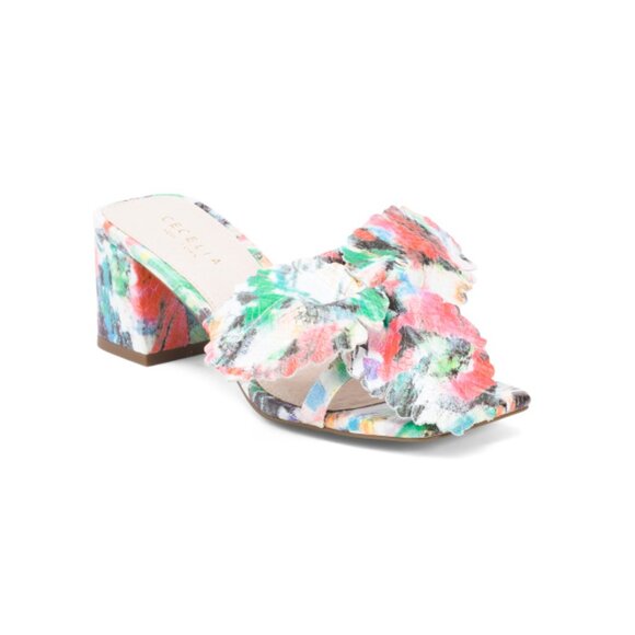 CECELIA NEW YORK Floral Multi Leather Happy Heeled Floral Applique Sandals - Picture 1 of 2